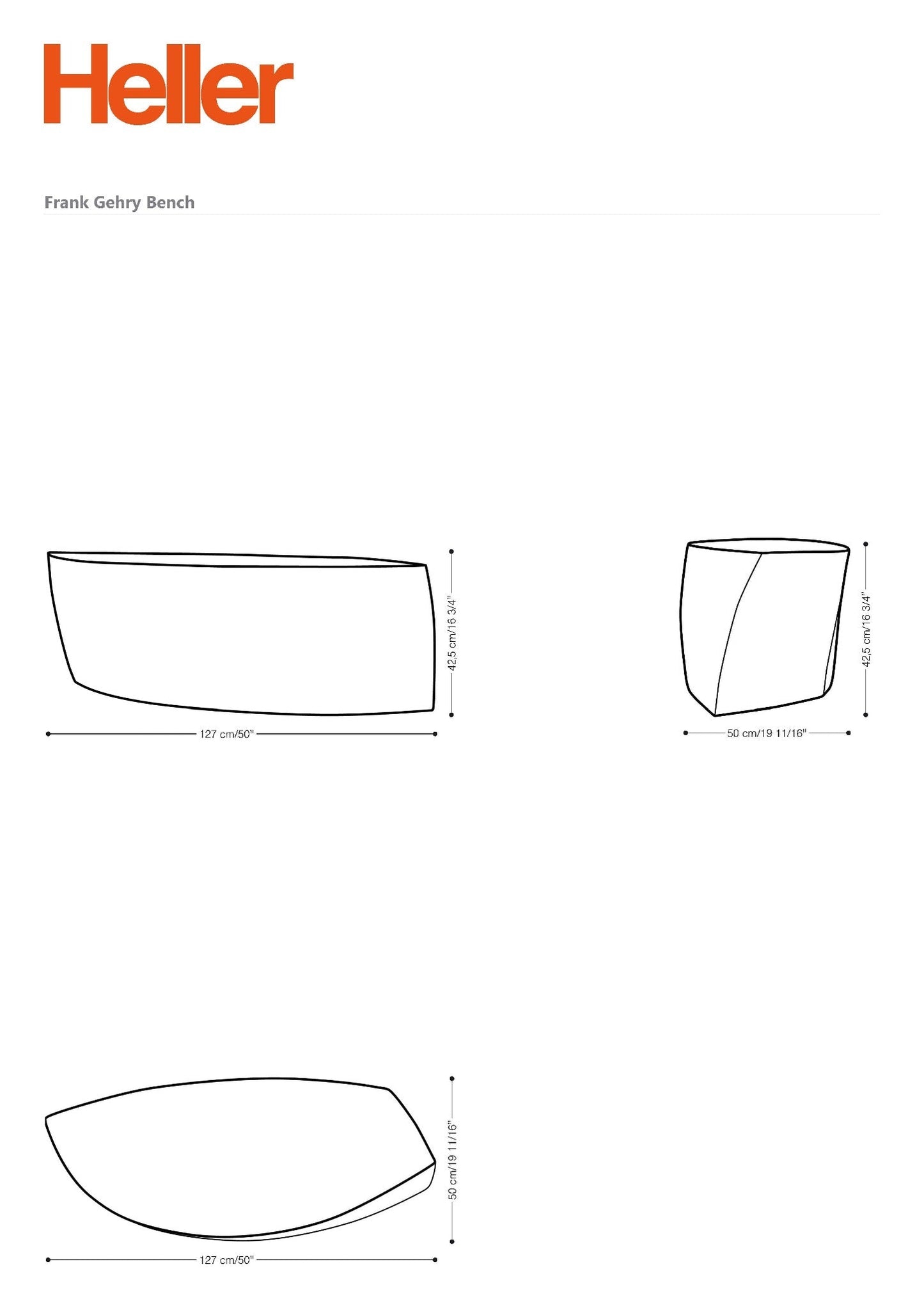 Gehry Bench - Heller Furniture - Benches - Yellow