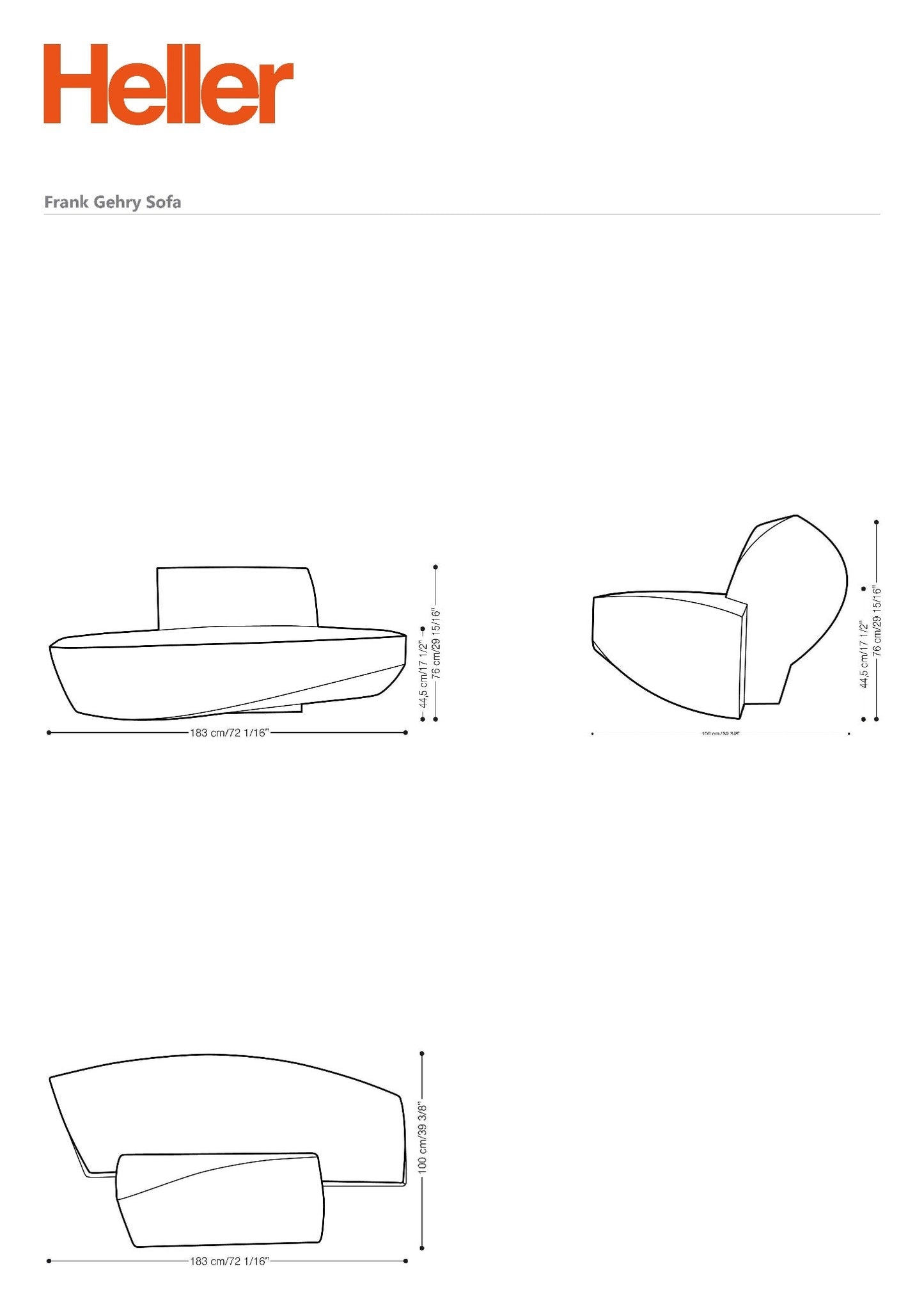 Gehry Sofa - Heller Furniture - Sofas + Lounge Chairs - Yellow