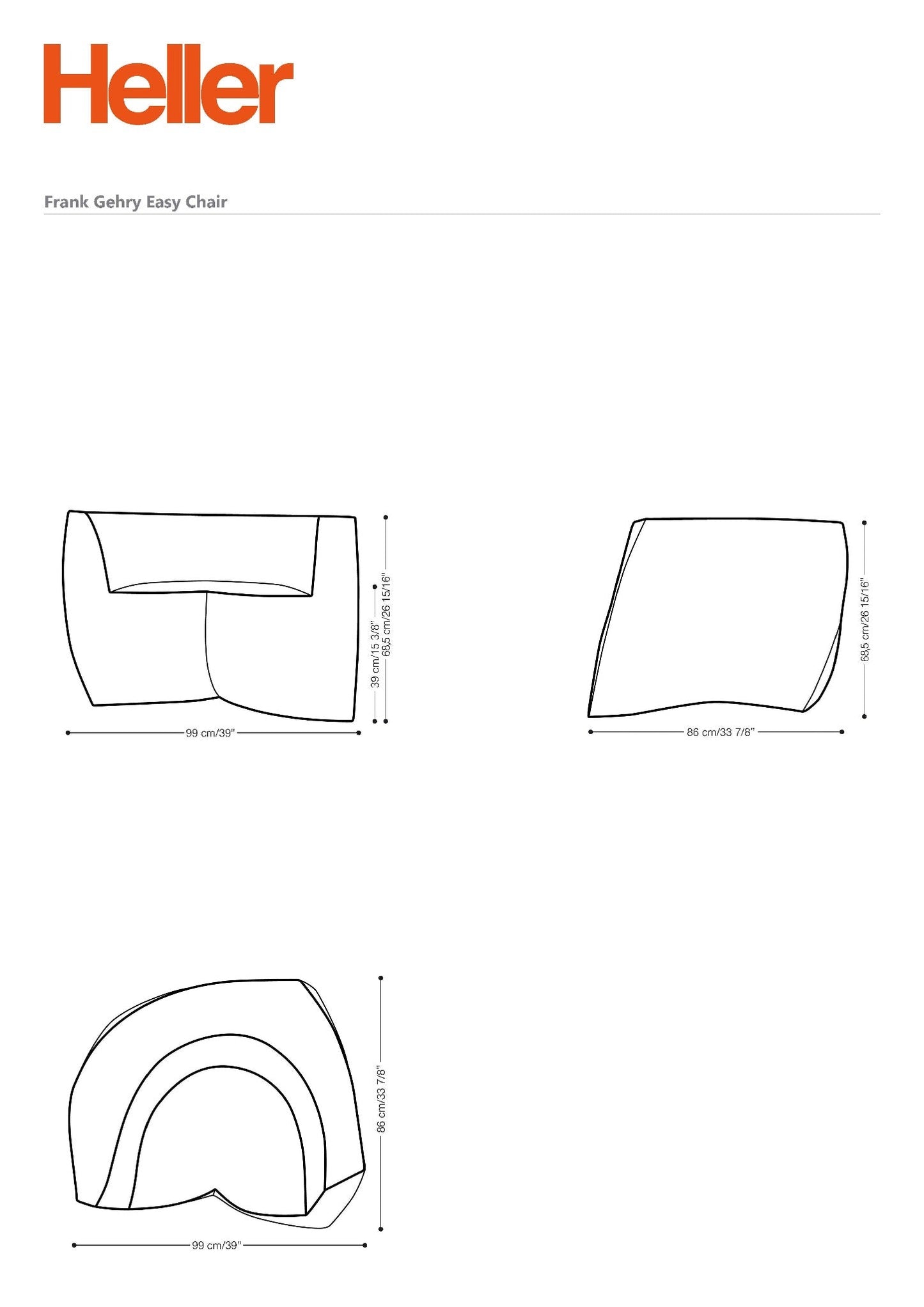 Gehry Easy Chair - Heller Furniture - Sofas + Lounge Chairs - White